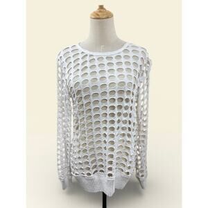 Pete Y2K Cotton Cutout Long Sleeve Top with Ribbed Waistband & Cuff, Size M